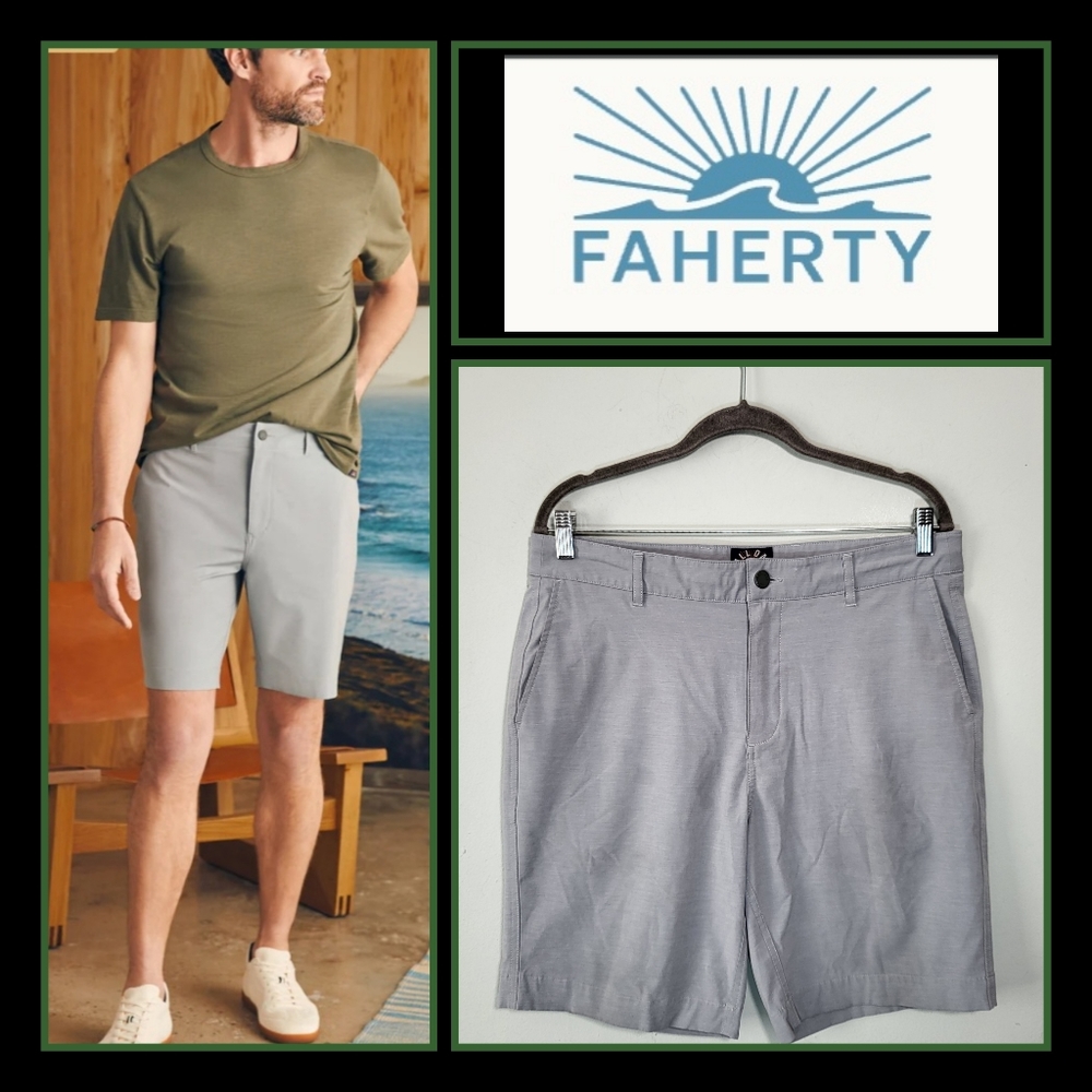 FAHERTY All Day Shorts | Size 33 | Hybrid Performance | Flat Front | Drawstring